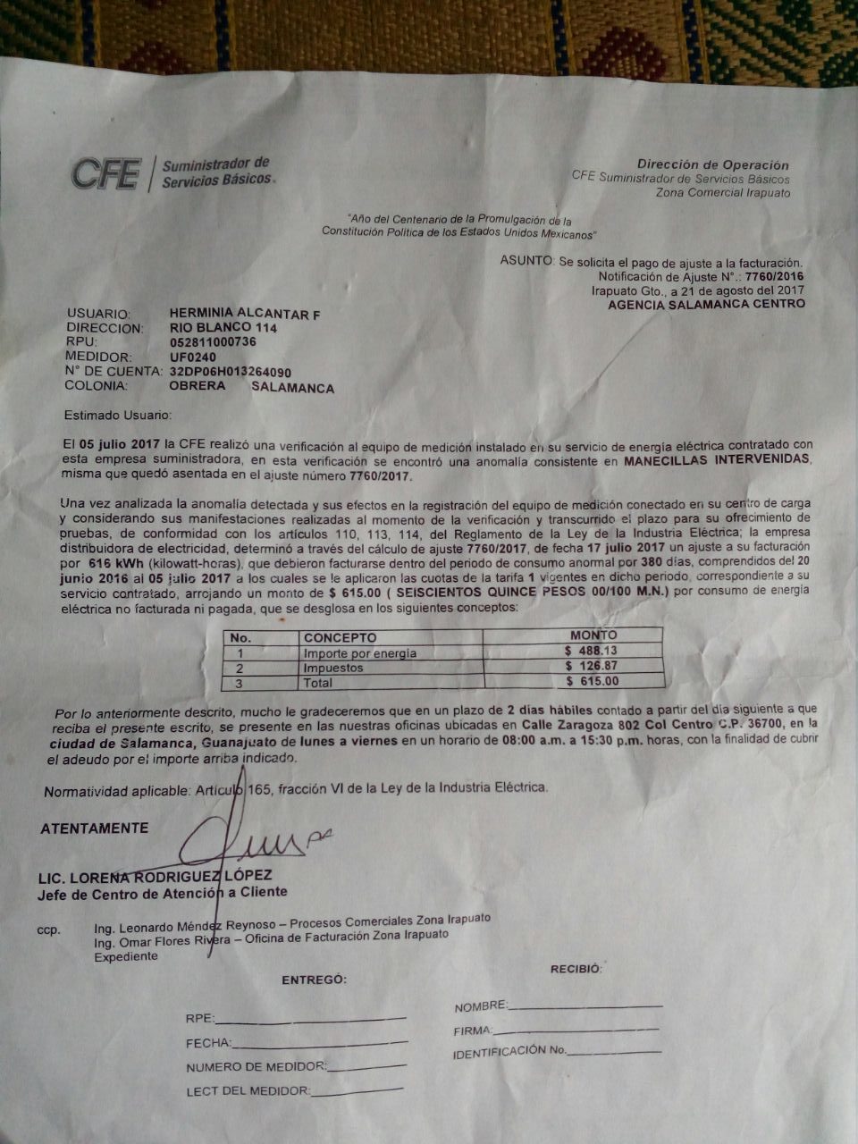 DENUNCIA A CFE POR COBRO EXCESIVO DE LUZ - El Salmantino