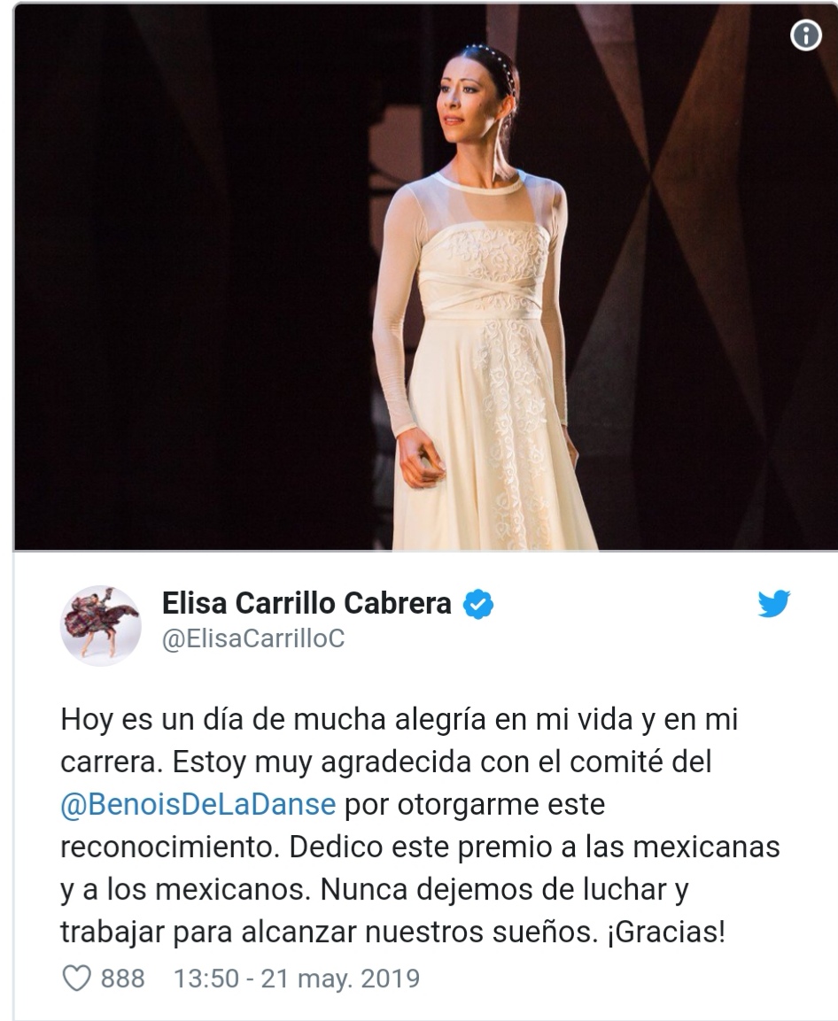 #OrgulloNacional #BuenaNoticia BAILARINA MEXICANA GANA EL MÁXIMO PREMIO DE LA DANZA.
