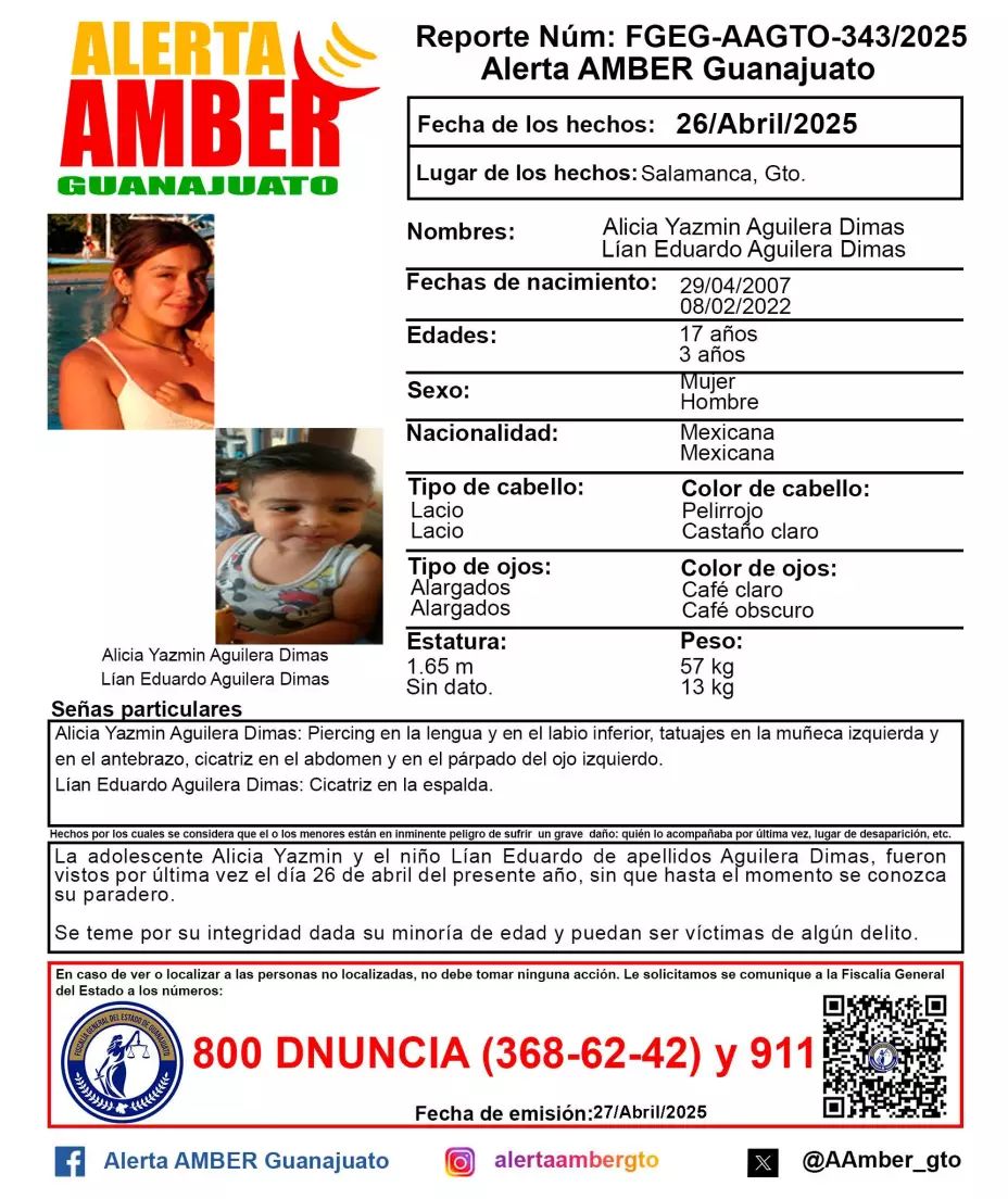 📌 ALERTA EN SALAMANCA: ADOLESCENTE Y SU HERMANITO DESAPARECEN; SOSPECHAN DE SU PAREJA