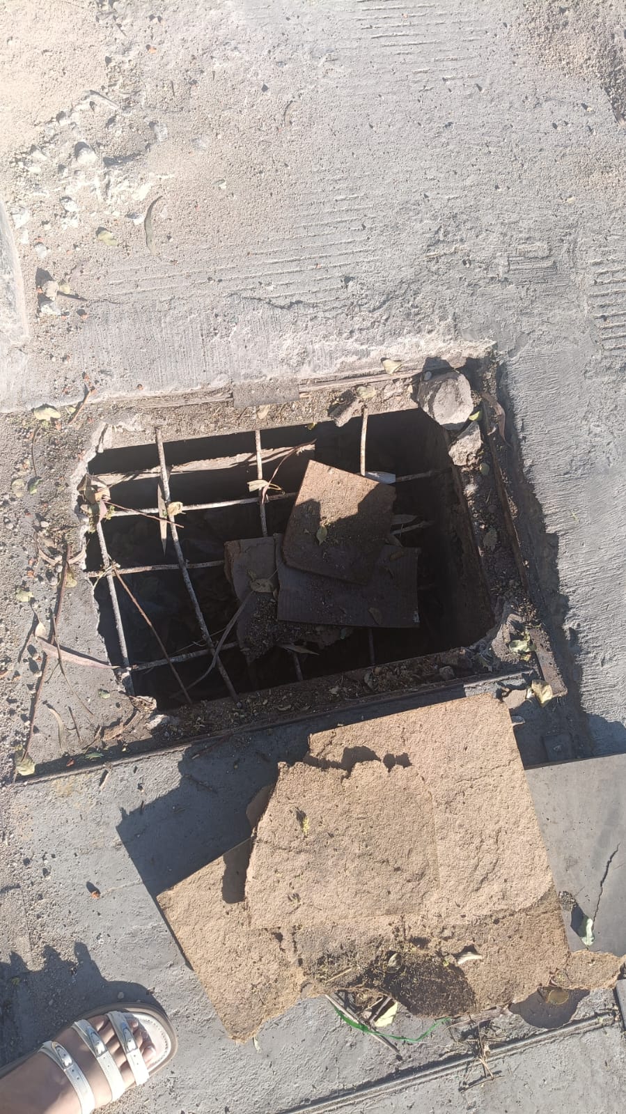 REGISTRO DE TELMEX EN MAL ESTADO REPRESENTA UN PELIGRO PARA LOS VECINOS DE LA AMPLIACIÓN EL CERRITO 