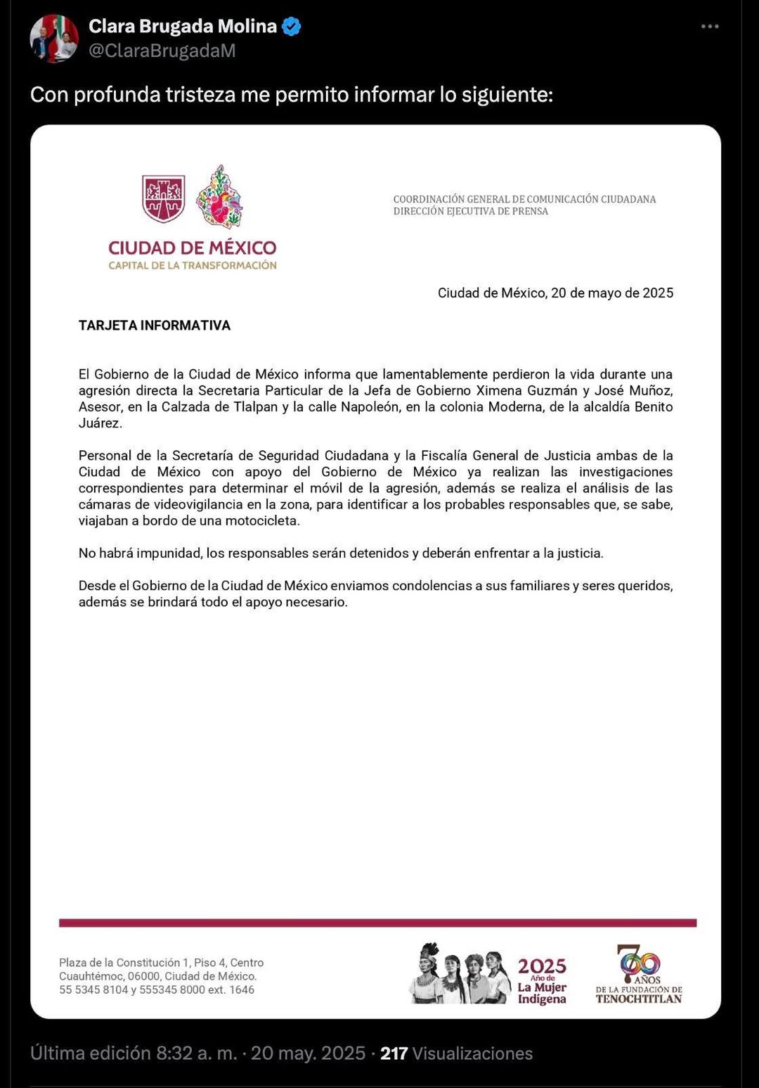 ASESINAN A FUNCIONARIOS DEL GOBIERNO DE LA CDMX EN ATAQUE DIRECTO