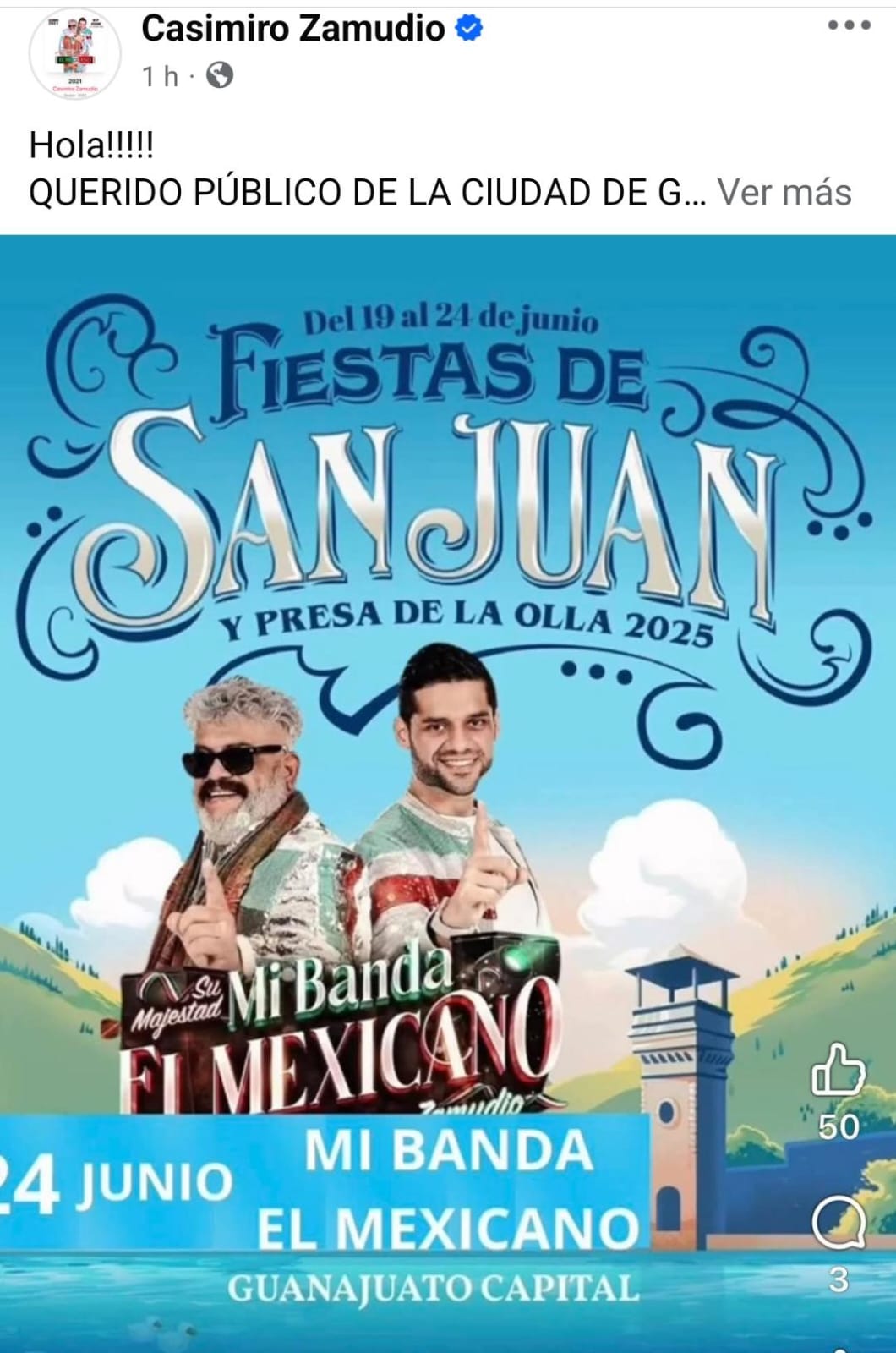CASIMIRO ZAMUDIO DENUNCIA EN SUS REDES SOCIALES AL GOBIERNO DE GUANAJUATO POR CONTRATAR AGRUPACIONES PIRATAS BAJO SU IMAGEN