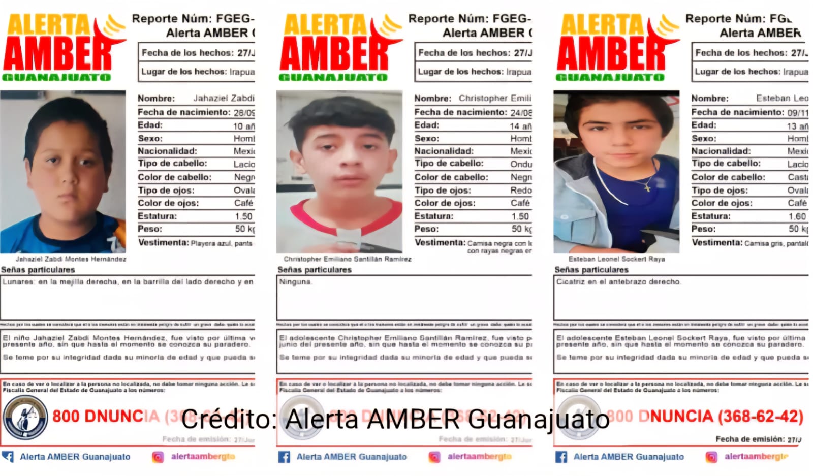Se activa Alerta AMBER en Irapuato, desaparecen tres menores de edad el mismo día