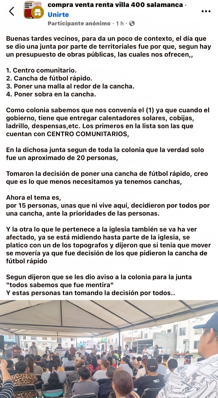 Vecinos de Villa Salamanca 400 denuncian imposición de obra pública sin consenso vecinal y con favoritismo político