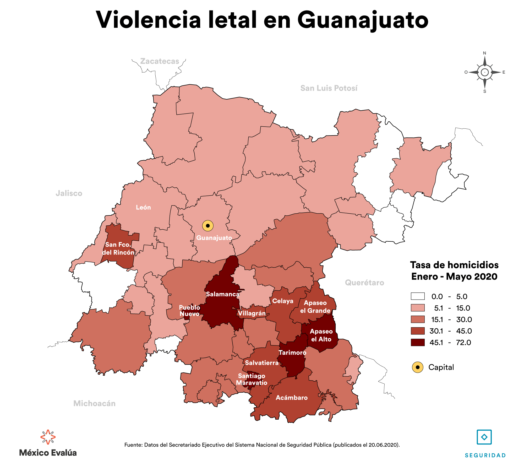 #Estatal Homicidios dolosos en Guanajuato incrementan en agosto a 173 víctimas