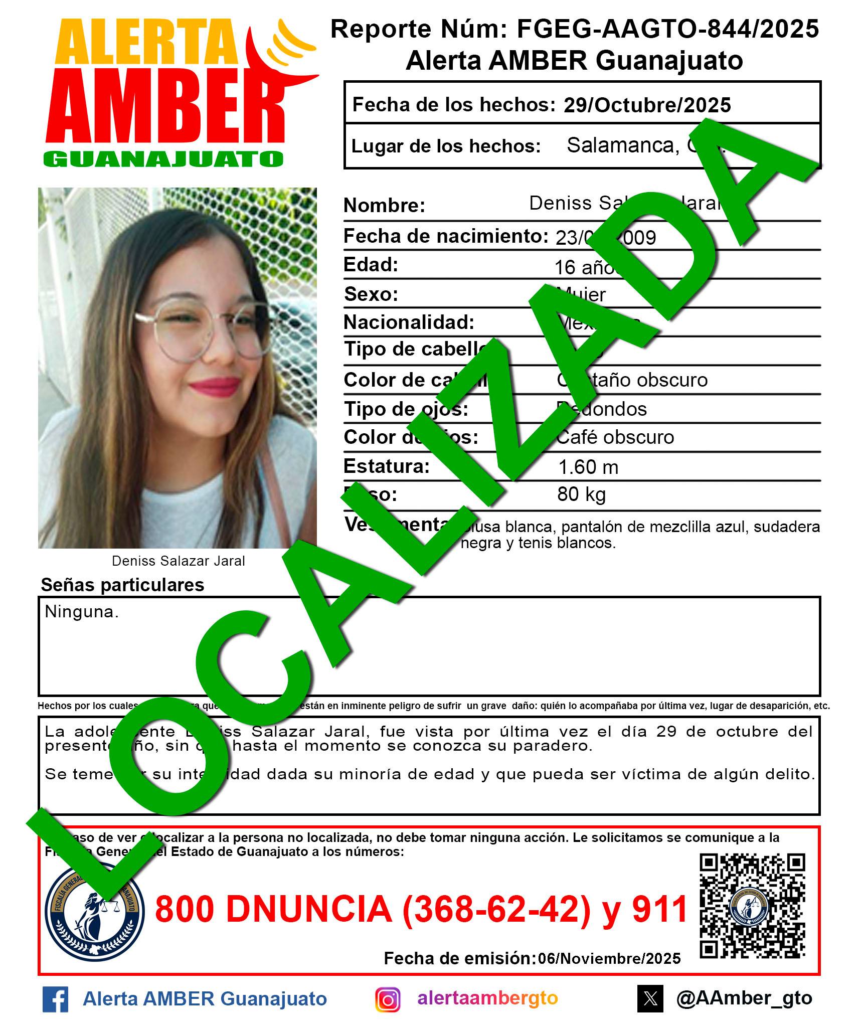 #Salamanca Localizan con bien a Deniss Salazar, joven salmantina reportada como desaparecida