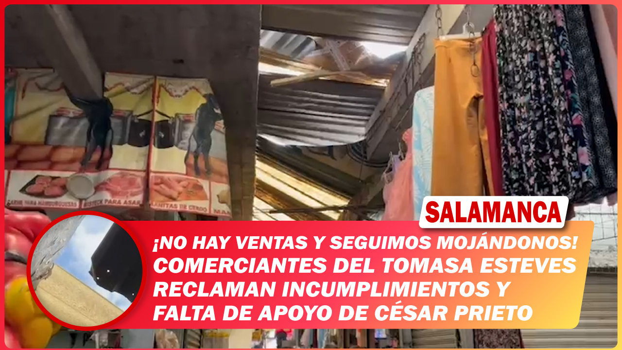 “No hay ventas y seguimos mojándonos”. Comerciantes del Tomasa Esteves reclaman incumplimientos y falta de apoyo de César Prieto