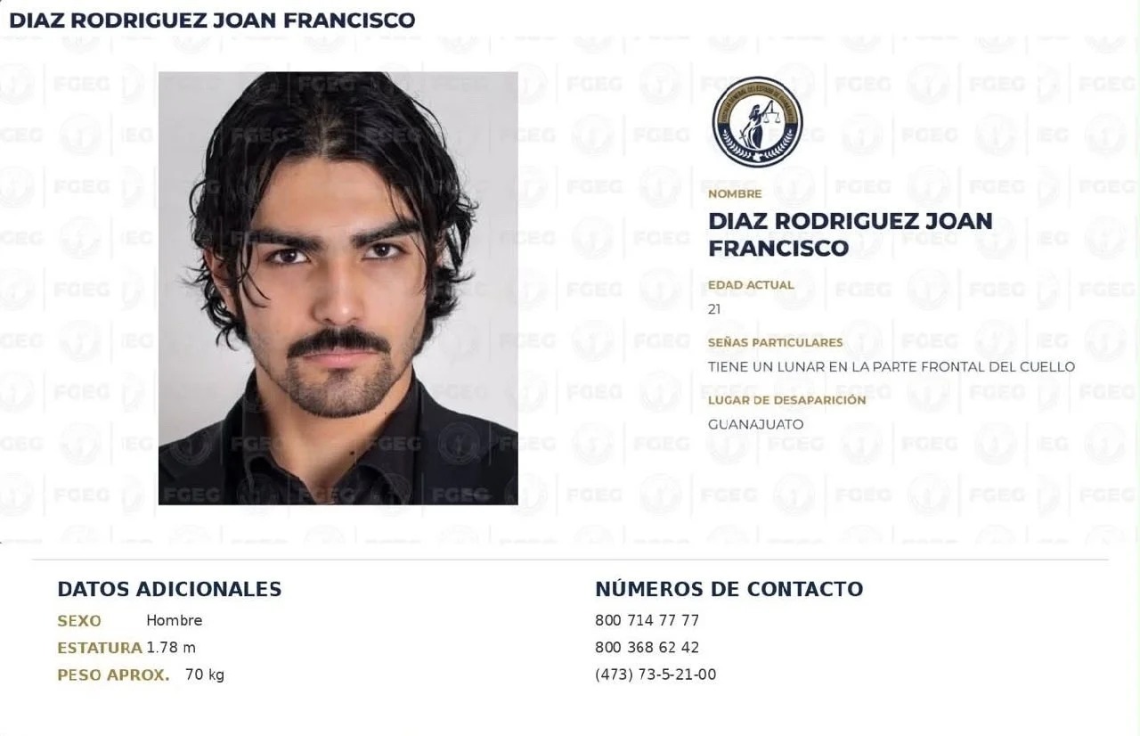 Buscan a Joan Francisco, estudiante de la UG reportado como desaparecido en #Guanajuato capital